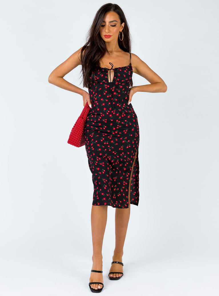 Noda Midi Dress Black/Red